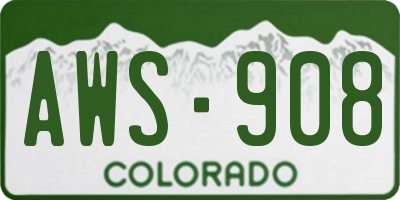 CO license plate AWS908