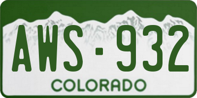 CO license plate AWS932