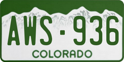 CO license plate AWS936