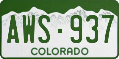 CO license plate AWS937