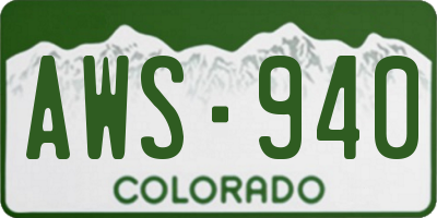 CO license plate AWS940