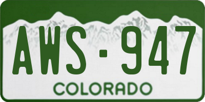 CO license plate AWS947