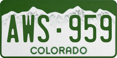 CO license plate AWS959