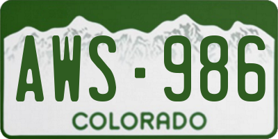CO license plate AWS986