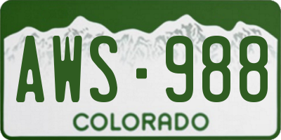 CO license plate AWS988
