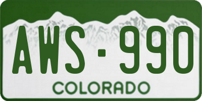 CO license plate AWS990