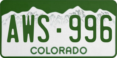 CO license plate AWS996