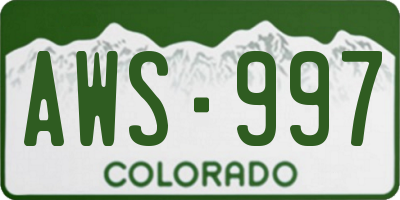 CO license plate AWS997