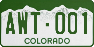 CO license plate AWT001