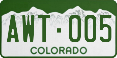 CO license plate AWT005