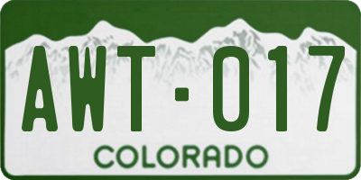CO license plate AWT017