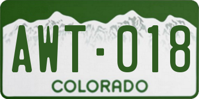 CO license plate AWT018