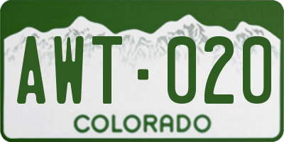 CO license plate AWT020