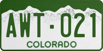 CO license plate AWT021