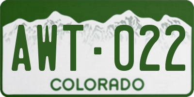 CO license plate AWT022