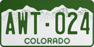 CO license plate AWT024