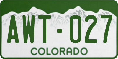 CO license plate AWT027