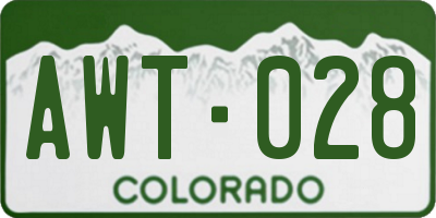 CO license plate AWT028