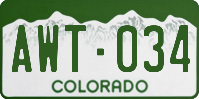 CO license plate AWT034