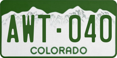 CO license plate AWT040