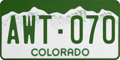 CO license plate AWT070