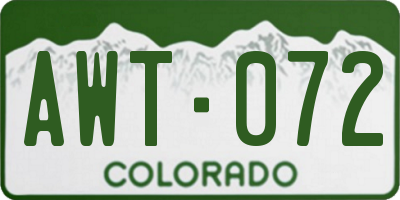 CO license plate AWT072
