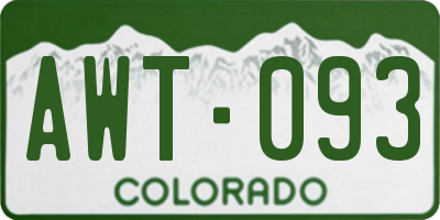 CO license plate AWT093
