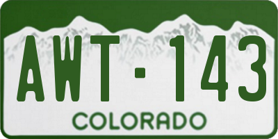 CO license plate AWT143