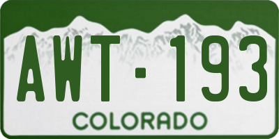 CO license plate AWT193