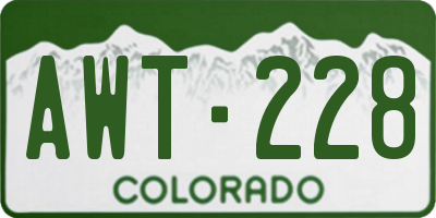 CO license plate AWT228
