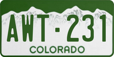 CO license plate AWT231