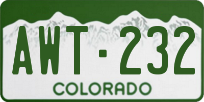CO license plate AWT232