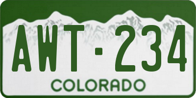 CO license plate AWT234