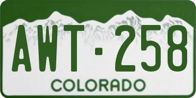CO license plate AWT258