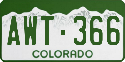 CO license plate AWT366