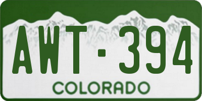 CO license plate AWT394