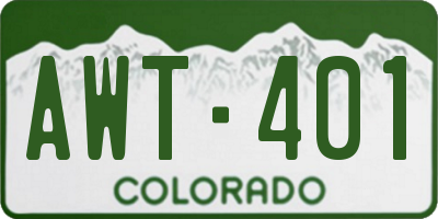 CO license plate AWT401