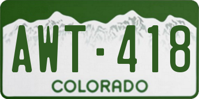 CO license plate AWT418