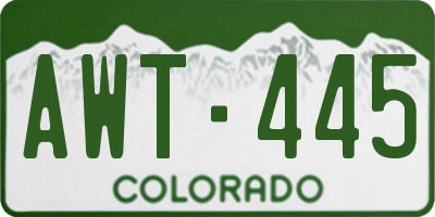 CO license plate AWT445