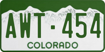 CO license plate AWT454