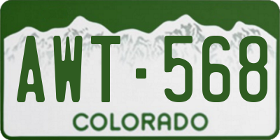 CO license plate AWT568