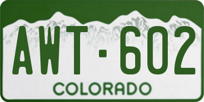 CO license plate AWT602