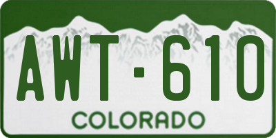 CO license plate AWT610