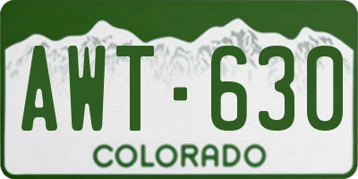 CO license plate AWT630