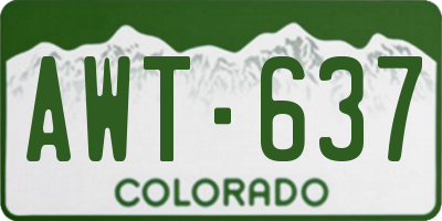 CO license plate AWT637
