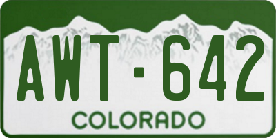 CO license plate AWT642