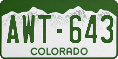 CO license plate AWT643