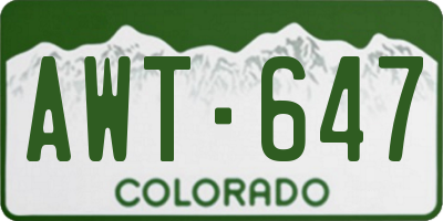 CO license plate AWT647