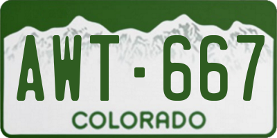 CO license plate AWT667