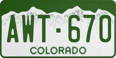 CO license plate AWT670